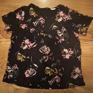 Fat Face Black Floral Blouse